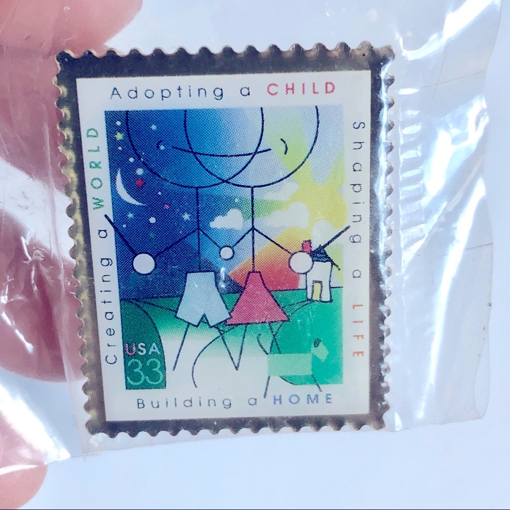 NEW VINTAGE Stamp Lapel Pin USPS Support ADOPTION AWARENESS